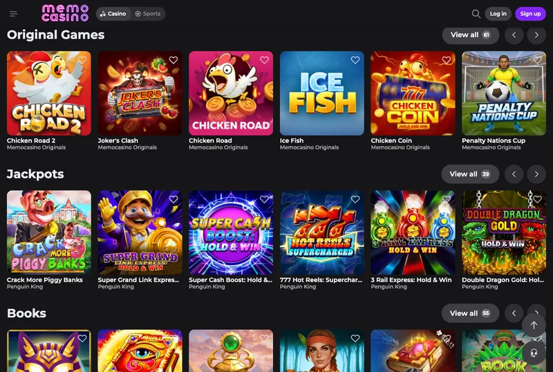 Memocasino Originals in-house games